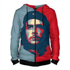 Мужская толстовка 3D на молнии с принтом Che Guevara в Тюмени, 100% полиэстер | длина до линии бедра, манжеты и пояс оформлены мягкой тканевой резинкой, двухслойный капюшон со шнурком для регулировки, спереди молния, по бокам два кармана | че гевара
