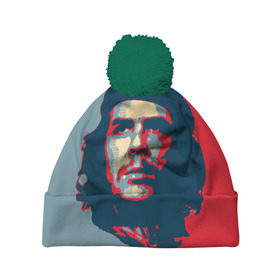 Шапка 3D c помпоном с принтом Che Guevara в Тюмени, 100% полиэстер | универсальный размер, печать по всей поверхности изделия | че гевара