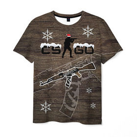 Мужская футболка 3D с принтом Новогодний cs:go пустынный повстанец в Тюмени, 100% полиэфир | прямой крой, круглый вырез горловины, длина до линии бедер | counter | csgo | strike | кейс | кс го | ксго | повстанец | пустынный | скин