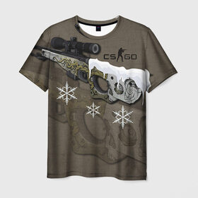 Мужская футболка 3D с принтом Новогодний cs:go в Тюмени, 100% полиэфир | прямой крой, круглый вырез горловины, длина до линии бедер | 