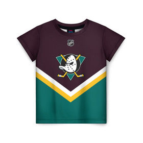 Детская футболка 3D с принтом Anaheim Ducks в Тюмени, 100% гипоаллергенный полиэфир | прямой крой, круглый вырез горловины, длина до линии бедер, чуть спущенное плечо, ткань немного тянется | america | canada | hockey | nhl | usa | америка | канада | лед | нхл | сша | хоккей