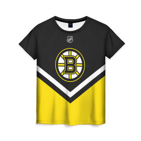 Женская футболка 3D с принтом Boston Bruins в Тюмени, 100% полиэфир ( синтетическое хлопкоподобное полотно) | прямой крой, круглый вырез горловины, длина до линии бедер | Тематика изображения на принте: america | canada | hockey | nhl | usa | америка | бостон | брюинз | канада | лед | нхл | сша | хоккей