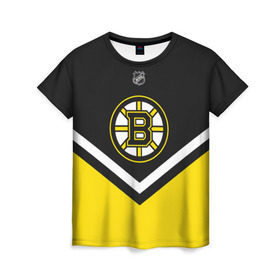 Женская футболка 3D с принтом Boston Bruins в Тюмени, 100% полиэфир ( синтетическое хлопкоподобное полотно) | прямой крой, круглый вырез горловины, длина до линии бедер | america | canada | hockey | nhl | usa | америка | бостон | брюинз | канада | лед | нхл | сша | хоккей