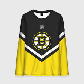 Мужской лонгслив 3D с принтом Boston Bruins в Тюмени, 100% полиэстер | длинные рукава, круглый вырез горловины, полуприлегающий силуэт | america | canada | hockey | nhl | usa | америка | бостон | брюинз | канада | лед | нхл | сша | хоккей