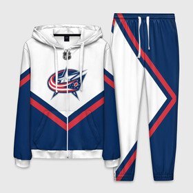 Мужской костюм 3D с принтом Columbus Blue Jackets в Тюмени, 100% полиэстер | Манжеты и пояс оформлены тканевой резинкой, двухслойный капюшон со шнурком для регулировки, карманы спереди | america | canada | hockey | nhl | usa | америка | блю | джекетс | канада | коламбус | лед | нхл | сша | хоккей