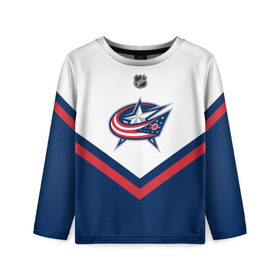 Детский лонгслив 3D с принтом Columbus Blue Jackets в Тюмени, 100% полиэстер | длинные рукава, круглый вырез горловины, полуприлегающий силуэт
 | america | canada | hockey | nhl | usa | америка | блю | джекетс | канада | коламбус | лед | нхл | сша | хоккей