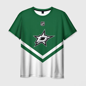 Мужская футболка 3D с принтом Dallas Stars в Тюмени, 100% полиэфир | прямой крой, круглый вырез горловины, длина до линии бедер | Тематика изображения на принте: america | canada | hockey | nhl | usa | америка | даллас | канада | лед | нхл | старз | сша | хоккей