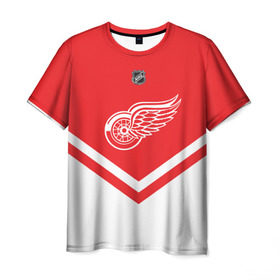 Мужская футболка 3D с принтом Detroit Red Wings в Тюмени, 100% полиэфир | прямой крой, круглый вырез горловины, длина до линии бедер | america | canada | hockey | nhl | usa | америка | детройт | канада | лед | нхл | ред | сша | уингз | хоккей