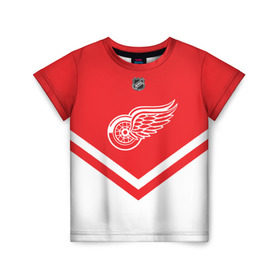 Детская футболка 3D с принтом Detroit Red Wings в Тюмени, 100% гипоаллергенный полиэфир | прямой крой, круглый вырез горловины, длина до линии бедер, чуть спущенное плечо, ткань немного тянется | america | canada | hockey | nhl | usa | америка | детройт | канада | лед | нхл | ред | сша | уингз | хоккей