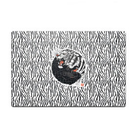Пазл магнитный 126 элементов с принтом Yin Yang Tigers в Тюмени, полимерный материал с магнитным слоем | 126 деталей, размер изделия —  180*270 мм | tiger | yin yang | инь ян | китай | сила | тигр | ярость