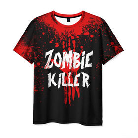 Мужская футболка 3D с принтом Zombie Killer в Тюмени, 100% полиэфир | прямой крой, круглый вырез горловины, длина до линии бедер | blood | dark | killer | monster | zombie | зомби | кровь | монстр | нечисть