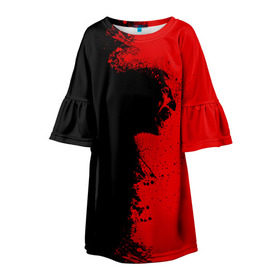 Детское платье 3D с принтом Blood Rage в Тюмени, 100% полиэстер | прямой силуэт, чуть расширенный к низу. Круглая горловина, на рукавах — воланы | blood | dark | killer | monster | zombie | зомби | кровь | монстр | нечисть