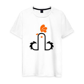 Мужская футболка хлопок с принтом Петух в Тюмени, 100% хлопок | прямой крой, круглый вырез горловины, длина до линии бедер, слегка спущенное плечо. | китай | петух | россия