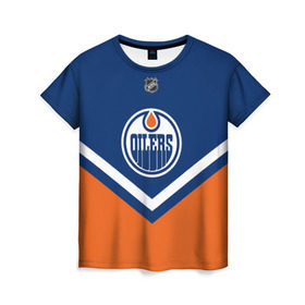 Женская футболка 3D с принтом Edmonton Oilers в Тюмени, 100% полиэфир ( синтетическое хлопкоподобное полотно) | прямой крой, круглый вырез горловины, длина до линии бедер | america | canada | hockey | nhl | usa | америка | детройт | канада | лед | нхл | ойлерз | сша | хоккей | эдмонтон