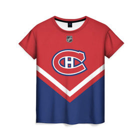 Женская футболка 3D с принтом Montreal Canadiens в Тюмени, 100% полиэфир ( синтетическое хлопкоподобное полотно) | прямой крой, круглый вырез горловины, длина до линии бедер | Тематика изображения на принте: america | canada | hockey | nhl | usa | америка | канада | канадиенс | лед | монреаль | нхл | сша | хоккей