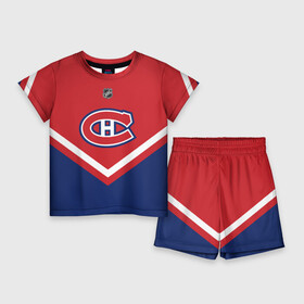 Детский костюм с шортами 3D с принтом Montreal Canadiens в Тюмени,  |  | america | canada | hockey | nhl | usa | америка | канада | канадиенс | лед | монреаль | нхл | сша | хоккей