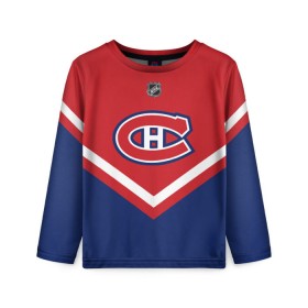 Детский лонгслив 3D с принтом Montreal Canadiens в Тюмени, 100% полиэстер | длинные рукава, круглый вырез горловины, полуприлегающий силуэт
 | Тематика изображения на принте: america | canada | hockey | nhl | usa | америка | канада | канадиенс | лед | монреаль | нхл | сша | хоккей