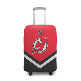 Чехол для чемодана 3D с принтом New Jersey Devils в Тюмени, 86% полиэфир, 14% спандекс | двустороннее нанесение принта, прорези для ручек и колес | america | canada | hockey | nhl | usa | америка | девилз | джерси | канада | лед | нхл | нью | сша | хоккей