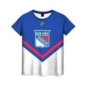 Женская футболка 3D с принтом New York Rangers в Тюмени, 100% полиэфир ( синтетическое хлопкоподобное полотно) | прямой крой, круглый вырез горловины, длина до линии бедер | america | canada | hockey | nhl | usa | америка | канада | лед | нхл | нью йорк | рейнджерс | сша | хоккей