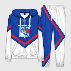 Мужской костюм 3D с принтом New York Rangers в Тюмени, 100% полиэстер | Манжеты и пояс оформлены тканевой резинкой, двухслойный капюшон со шнурком для регулировки, карманы спереди | america | canada | hockey | nhl | usa | америка | канада | лед | нхл | нью йорк | рейнджерс | сша | хоккей