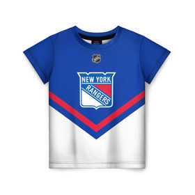 Детская футболка 3D с принтом New York Rangers в Тюмени, 100% гипоаллергенный полиэфир | прямой крой, круглый вырез горловины, длина до линии бедер, чуть спущенное плечо, ткань немного тянется | america | canada | hockey | nhl | usa | америка | канада | лед | нхл | нью йорк | рейнджерс | сша | хоккей