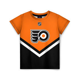 Детская футболка 3D с принтом Philadelphia Flyers в Тюмени, 100% гипоаллергенный полиэфир | прямой крой, круглый вырез горловины, длина до линии бедер, чуть спущенное плечо, ткань немного тянется | america | canada | hockey | nhl | usa | америка | канада | лед | нхл | сша | филадельфия | флайерз | хоккей