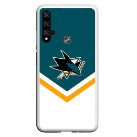 Чехол для Honor 20 с принтом San Jose Sharks в Тюмени, Силикон | Область печати: задняя сторона чехла, без боковых панелей | america | canada | hockey | nhl | usa | акула | америка | канада | лед | нхл | сан хосе | сша | хоккей | шаркс