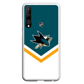 Чехол для Honor P30 с принтом San Jose Sharks в Тюмени, Силикон | Область печати: задняя сторона чехла, без боковых панелей | america | canada | hockey | nhl | usa | акула | америка | канада | лед | нхл | сан хосе | сша | хоккей | шаркс