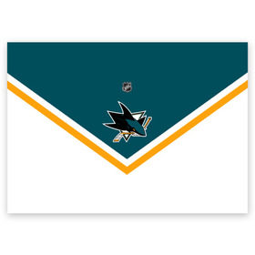 Поздравительная открытка с принтом San Jose Sharks в Тюмени, 100% бумага | плотность бумаги 280 г/м2, матовая, на обратной стороне линовка и место для марки
 | america | canada | hockey | nhl | usa | акула | америка | канада | лед | нхл | сан хосе | сша | хоккей | шаркс