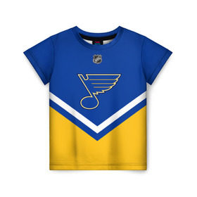 Детская футболка 3D с принтом St. Louis Blues в Тюмени, 100% гипоаллергенный полиэфир | прямой крой, круглый вырез горловины, длина до линии бедер, чуть спущенное плечо, ткань немного тянется | america | canada | hockey | nhl | usa | америка | блюз | канада | лед | нхл | сент луис | сша | хоккей