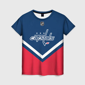 Женская футболка 3D с принтом Washington Capitals в Тюмени, 100% полиэфир ( синтетическое хлопкоподобное полотно) | прямой крой, круглый вырез горловины, длина до линии бедер | america | canada | hockey | nhl | usa | америка | вашингтон | канада | кэпиталз | лед | нхл | овечкин | сша | хоккей
