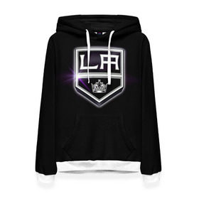 Женская толстовка 3D с принтом Los Angeles Kings в Тюмени, 100% полиэстер  | двухслойный капюшон со шнурком для регулировки, мягкие манжеты на рукавах и по низу толстовки, спереди карман-кенгуру с мягким внутренним слоем. | hockey | kings | los angeles | nhl | корона | нхл | хоккеист | хоккей