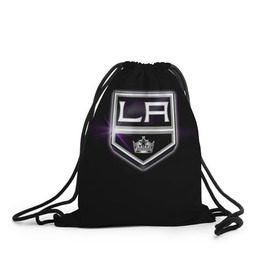 Рюкзак-мешок 3D с принтом Los Angeles Kings в Тюмени, 100% полиэстер | плотность ткани — 200 г/м2, размер — 35 х 45 см; лямки — толстые шнурки, застежка на шнуровке, без карманов и подкладки | Тематика изображения на принте: hockey | kings | los angeles | nhl | корона | нхл | хоккеист | хоккей