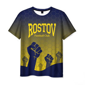 Мужская футболка 3D с принтом Rostov Football club в Тюмени, 100% полиэфир | прямой крой, круглый вырез горловины, длина до линии бедер | дону | на | ростов | ростов на дону