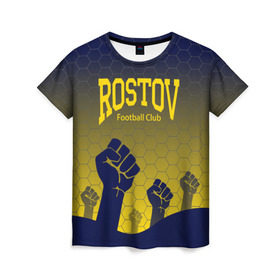 Женская футболка 3D с принтом Rostov Football club в Тюмени, 100% полиэфир ( синтетическое хлопкоподобное полотно) | прямой крой, круглый вырез горловины, длина до линии бедер | дону | на | ростов | ростов на дону