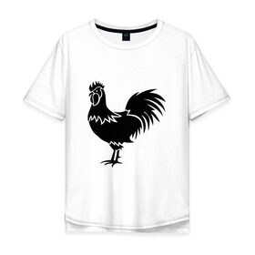 Мужская футболка хлопок Oversize с принтом Rooster в Тюмени, 100% хлопок | свободный крой, круглый ворот, “спинка” длиннее передней части | 