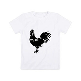 Детская футболка хлопок с принтом Rooster в Тюмени, 100% хлопок | круглый вырез горловины, полуприлегающий силуэт, длина до линии бедер | 