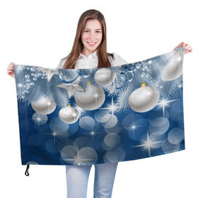 Флаг 3D с принтом Новогодний узор в Тюмени, 100% полиэстер | плотность ткани — 95 г/м2, размер — 67 х 109 см. Принт наносится с одной стороны | happy new year | блеск | ёлка | зима | игрушки. праздник | конфетти | новый год | подарки | снег