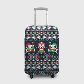 Чехол для чемодана 3D с принтом Mario Bros Christmas в Тюмени, 86% полиэфир, 14% спандекс | двустороннее нанесение принта, прорези для ручек и колес | 