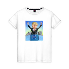 Женская футболка хлопок с принтом Трамп 3 в Тюмени, 100% хлопок | прямой крой, круглый вырез горловины, длина до линии бедер, слегка спущенное плечо | america | donald | trump | usa | америка | дональд | трамп