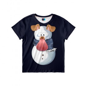 Детская футболка 3D с принтом Снэпчат собака в Тюмени, 100% гипоаллергенный полиэфир | прямой крой, круглый вырез горловины, длина до линии бедер, чуть спущенное плечо, ткань немного тянется | snapchat | радуга | снеговик | снэпчат | уши | фильтр | язык