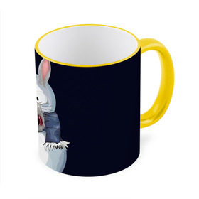Кружка 3D с принтом Снэпчат кролик в Тюмени, керамика | ёмкость 330 мл | Тематика изображения на принте: snapchat | радуга | снеговик | снэпчат | уши | фильтр | язык