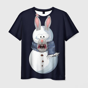 Мужская футболка 3D с принтом Снэпчат кролик в Тюмени, 100% полиэфир | прямой крой, круглый вырез горловины, длина до линии бедер | snapchat | радуга | снеговик | снэпчат | уши | фильтр | язык