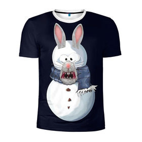 Мужская футболка 3D спортивная с принтом Снэпчат кролик в Тюмени, 100% полиэстер с улучшенными характеристиками | приталенный силуэт, круглая горловина, широкие плечи, сужается к линии бедра | snapchat | радуга | снеговик | снэпчат | уши | фильтр | язык