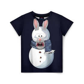 Детская футболка 3D с принтом Снэпчат кролик в Тюмени, 100% гипоаллергенный полиэфир | прямой крой, круглый вырез горловины, длина до линии бедер, чуть спущенное плечо, ткань немного тянется | snapchat | радуга | снеговик | снэпчат | уши | фильтр | язык