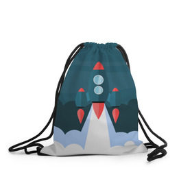 Рюкзак-мешок 3D с принтом Ракета в Тюмени, 100% полиэстер | плотность ткани — 200 г/м2, размер — 35 х 45 см; лямки — толстые шнурки, застежка на шнуровке, без карманов и подкладки | звёзды | космический корабль | космическое пространство | космос | созвездие