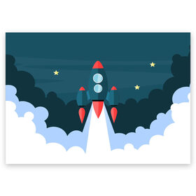 Поздравительная открытка с принтом Ракета в Тюмени, 100% бумага | плотность бумаги 280 г/м2, матовая, на обратной стороне линовка и место для марки
 | звёзды | космический корабль | космическое пространство | космос | созвездие