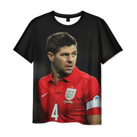 Мужская футболка 3D с принтом Steven Gerrard в Тюмени, 100% полиэфир | прямой крой, круглый вырез горловины, длина до линии бедер | england national team | premier league | steven gerrard | англия | ливерпуль | стивен джеррард | футбол