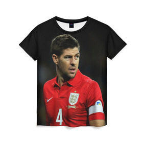 Женская футболка 3D с принтом Steven Gerrard в Тюмени, 100% полиэфир ( синтетическое хлопкоподобное полотно) | прямой крой, круглый вырез горловины, длина до линии бедер | england national team | premier league | steven gerrard | англия | ливерпуль | стивен джеррард | футбол