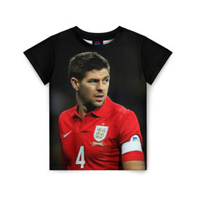 Детская футболка 3D с принтом Steven Gerrard в Тюмени, 100% гипоаллергенный полиэфир | прямой крой, круглый вырез горловины, длина до линии бедер, чуть спущенное плечо, ткань немного тянется | Тематика изображения на принте: england national team | premier league | steven gerrard | англия | ливерпуль | стивен джеррард | футбол